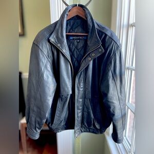 1990’s Architect Men’s Black Leather Jacket • Grunge Bomber Leather Winter Coat